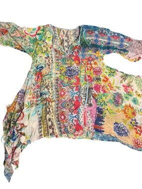 Johnny Was Vibrant Floral Patchwork Tunic - Multicolor